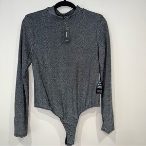 Express Metallic Long Sleeve Bodysuit